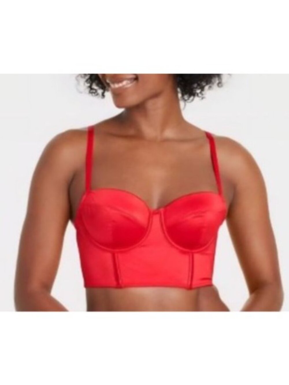 Auden Bustier Corset Lingerie Womens Medium Red Satin New